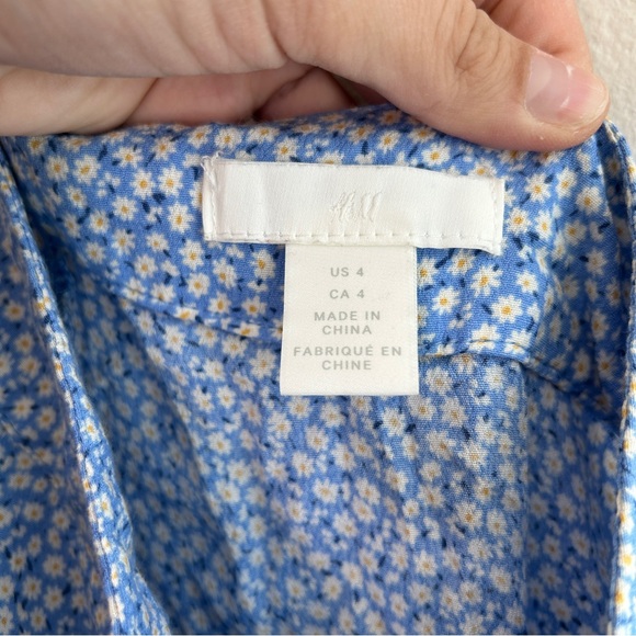 H&M Floral Blue High-Rise Calf-Length Skirt Size 4 - Picture 3 of 7